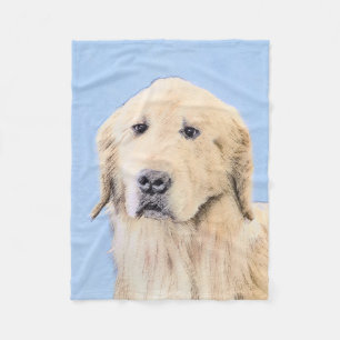 Golden Retriever Painting - Cute Original Dog Art Fleece Blanket