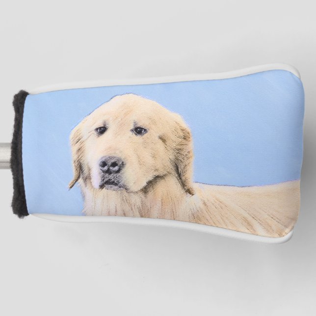Golden Retriever Painting - Cute Original Dog Art Golf Head Cover (Front)
