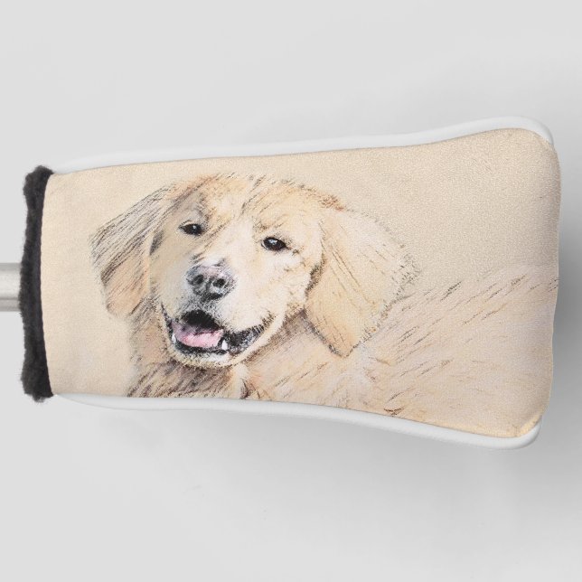 Golden Retriever Painting - Cute Original Dog Art Golf Head Cover (Front)