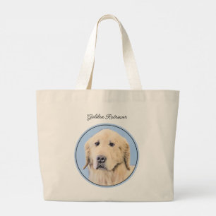 Golden Retriever Painting Cute Original Dog Art Large Tote Bag