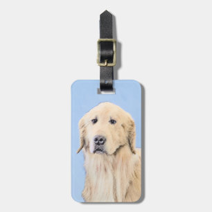Golden Retriever Painting - Cute Original Dog Art Luggage Tag