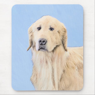 Golden Retriever Painting - Cute Original Dog Art Mouse Mat