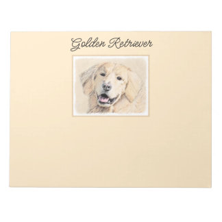 Golden Retriever Painting - Cute Original Dog Art Notepad