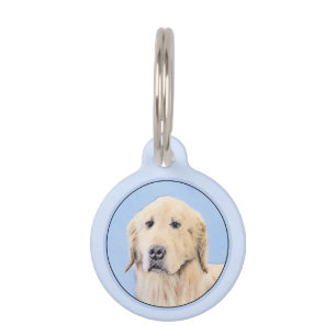 Golden Retriever Painting - Cute Original Dog Art Pet Tag