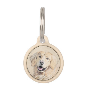 Golden Retriever Painting - Cute Original Dog Art Pet Tag