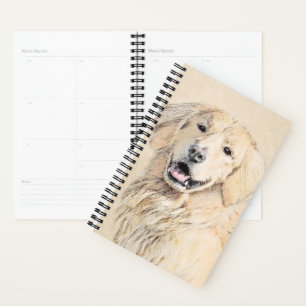Golden Retriever Painting - Cute Original Dog Art Planner