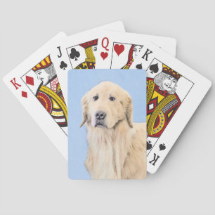 Golden Retriever Painting - Cute Original Dog Art Playing Cards