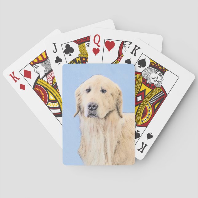 Golden Retriever Painting - Cute Original Dog Art Playing Cards (Back)
