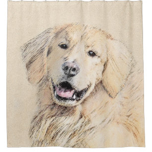 Golden Retriever Painting - Cute Original Dog Art Shower Curtain