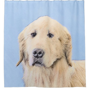 Golden Retriever Painting - Cute Original Dog Art Shower Curtain