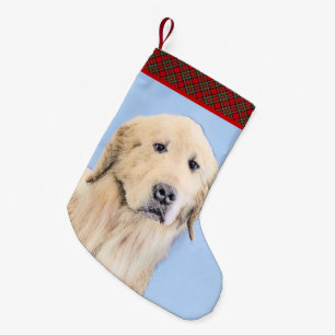 Golden Retriever Painting - Cute Original Dog Art Small Christmas Stocking