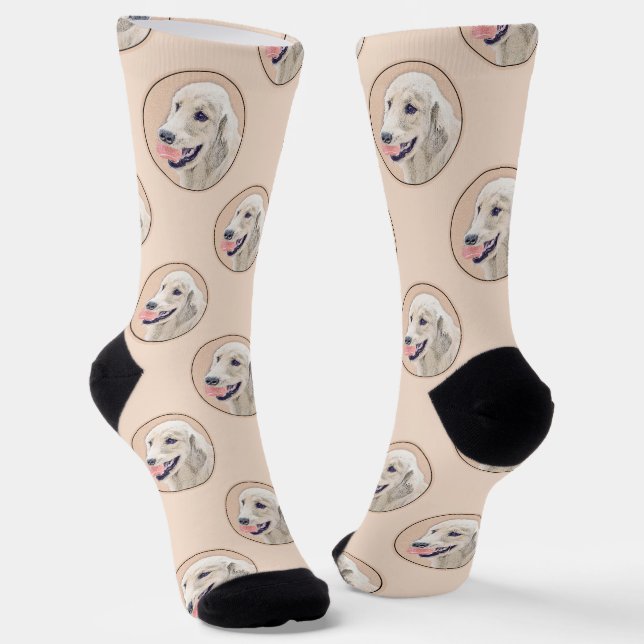 Golden Retriever Painting Cute Original Dog Art Socks (Angled)