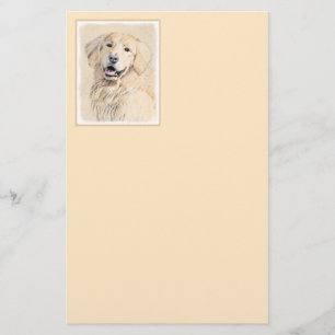 Golden Retriever Painting - Cute Original Dog Art Stationery