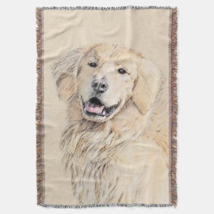Golden Retriever Painting - Cute Original Dog Art Throw Blanket