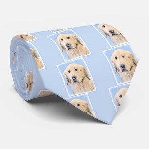 Golden Retriever Painting - Cute Original Dog Art Tie