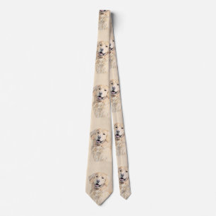 Golden Retriever Painting - Cute Original Dog Art Tie
