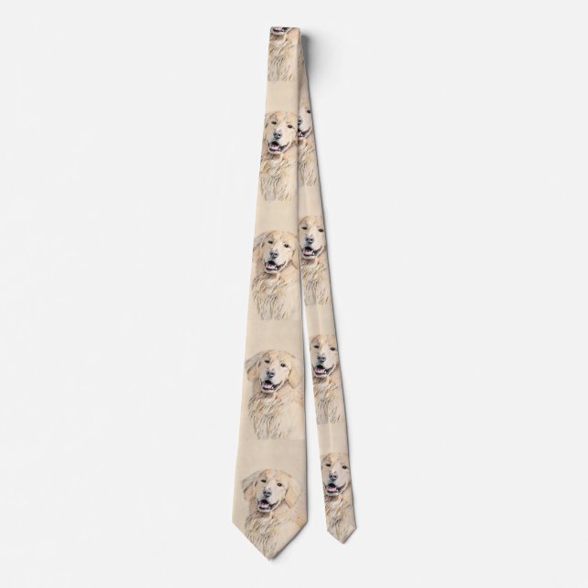 Golden Retriever Painting - Cute Original Dog Art Tie (Front)