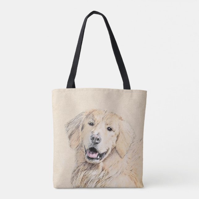 Golden Retriever Painting - Cute Original Dog Art Tote Bag (Back)