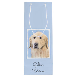 Golden Retriever Painting - Cute Original Dog Art Wine Gift Bag