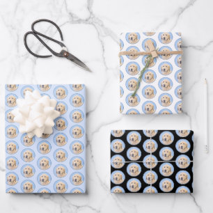 Golden Retriever Painting - Cute Original Dog Art Wrapping Paper Sheet