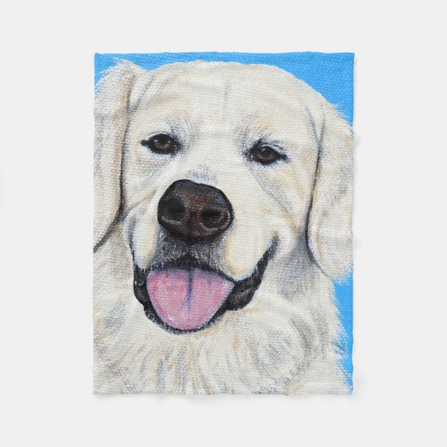 Golden Retriever Painting Fleece Blanket (Front)