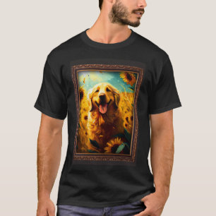 Golden Retriever Painting Sunflower Flower Mum Wom T-Shirt