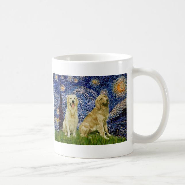 Golden Retriever Pair 3 - Starry Night Coffee Mug (Right)