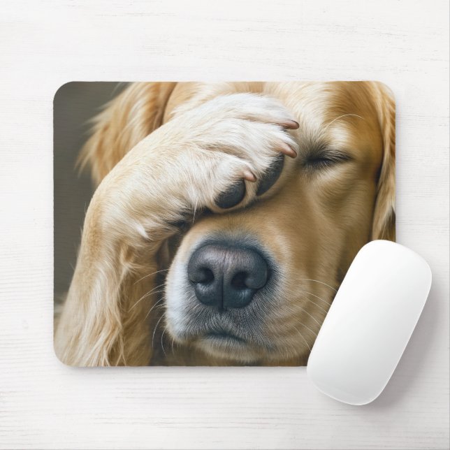 Golden Retriever Palm Face  Mouse Mat (With Mouse)