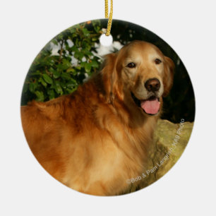 Golden Retriever Panting Ceramic Tree Decoration