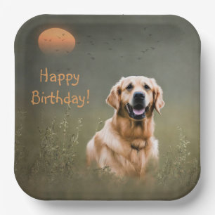Golden Retriever Paper Plate
