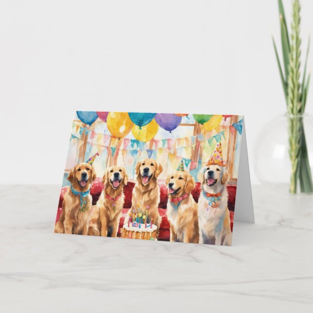 Golden Retriever Party Birthday Card (Front)