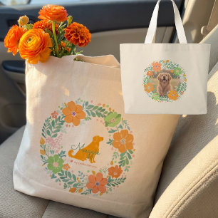Golden Retriever Pastel Orange Personalised Large Tote Bag