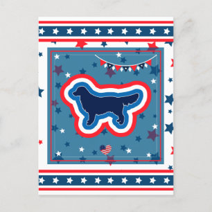 Golden Retriever Patriotic Red White Blue 4th July Holiday Postcard