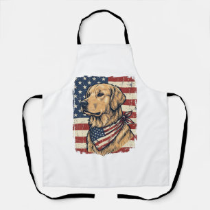 Golden Retriever Patriotic Vintage Vector Design_1 Apron