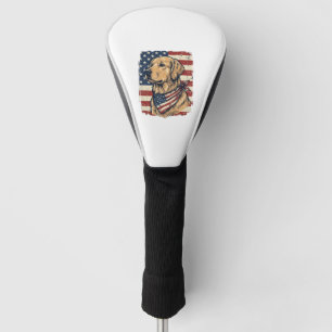 Golden Retriever Patriotic Vintage Vector Design_1 Golf Head Cover