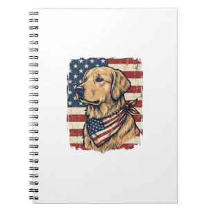Golden Retriever Patriotic Vintage Vector Design_1 Notebook