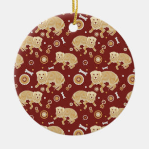 Golden Retriever Pattern Ceramic Tree Decoration