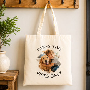 Golden Retriever Paw-sitive vibes only dog photo Tote Bag