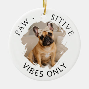 Golden Retriever Paw-sitive vibes only photo Ceramic Tree Decoration