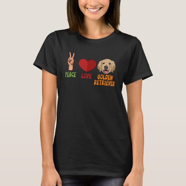 Golden Retriever Peace Love Unity Heart Truce Pets T-Shirt (Front)