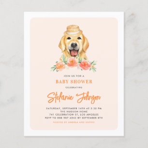 Golden Retriever Peach Baby Shower Invitation