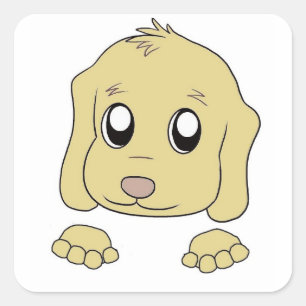 golden retriever peeking square sticker