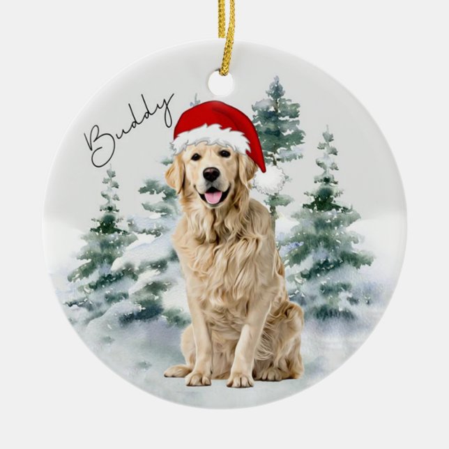 Golden Retriever, Personalised Christmas Ornament (Front)