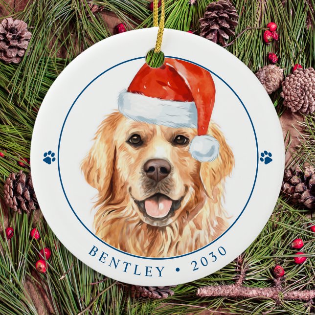 Golden Retriever Personalised Cute Dog Christmas Ceramic Tree Decoration (Creator Uploaded)