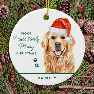 Golden Retriever Personalised Dog Merry Christmas Ceramic Tree Decoration