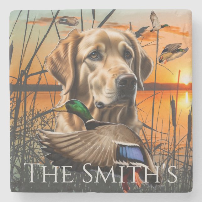 Golden Retriever Personalised Stone Coaster (Front)