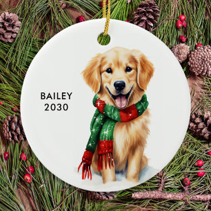 Golden Retriever Personalized Dog Lover Christmas  Ceramic Tree Decoration