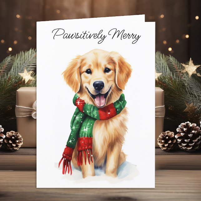 Golden Retriever Personalized Dog Lover Christmas  Holiday Card (Creator Uploaded)