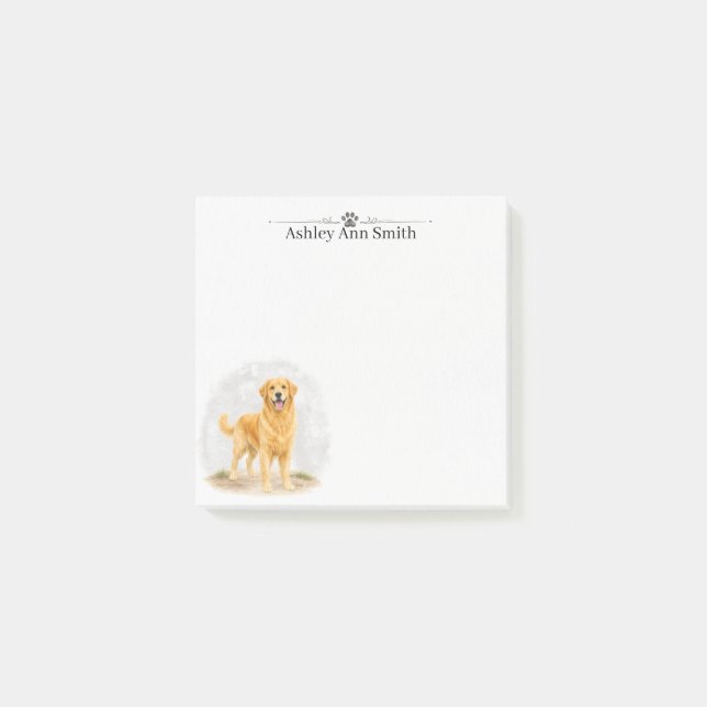 Golden Retriever Personalized Post It Notepad (Front)