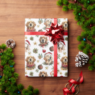 Golden Retriever Pet Dog Christmas Pattern Wrapping Paper